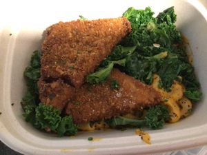 Mac and cheeze with crispy tofu and kale at Modern Love in Omaha