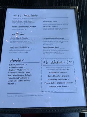Menu at Modern Love in Omaha