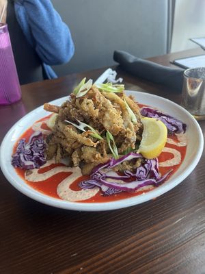 Lovely oyster mushroom calamari  at Modern Love in Omaha