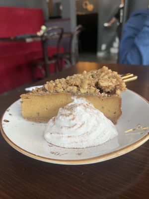 Pumpkin cheesecake with perfect whipped cream  at Modern Love in Omaha