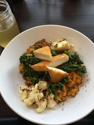 The creamy Mac and cheese with kale, cauliflower, and breaded tofu was awesome! at Modern Love in Omaha
