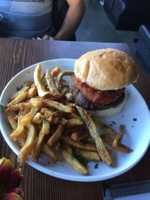 BBQ and Onion Ring Burger!  at Modern Love in Omaha