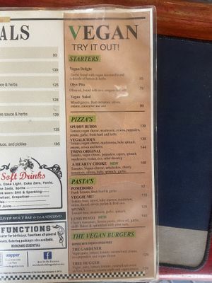Menu  at Bugattis in Cape Town