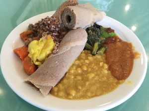 Lunch buffet  at Rahel's Vegan Cuisine in Los Angeles
