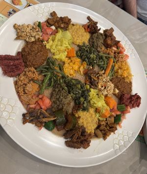 Vegan Feast with additional proteins  at Rahel's Vegan Cuisine in Los Angeles