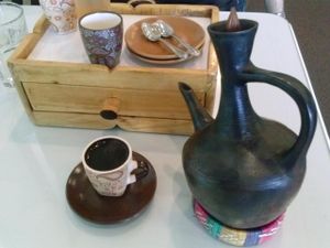 coffee ceremony at Rahel's Vegan Cuisine in Los Angeles