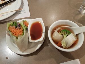 spring roll & wonton soup at Yuan in Montreal