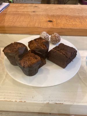 Energy balls on the back are vegan at The Little Big Cafe in Madrid