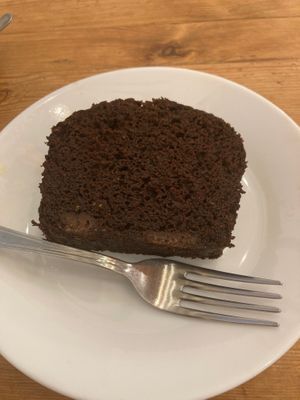 Vegan chocolate and chia cake  at The Little Big Cafe in Madrid