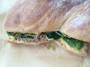 hummus sandwitch at Kubek I Olowek in Warsaw