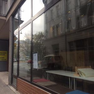 entrance window at Kubek I Olowek in Warsaw