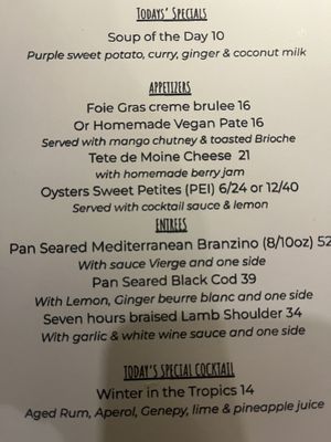 Special menu  at Longet in Venice