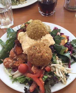 small salad with falafel and humous  at Kemis Pontcanna in Cardiff