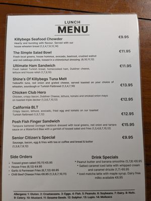 Lunch menu 06/2025 at Simple Simon in Donegal
