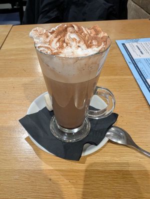 Hot Chocolate with cream and marshmallow at Dice Board Game Lounge in Portsmouth