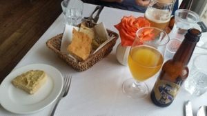 vegan bread with hummus at Rauda Husid in Eyrarbakki