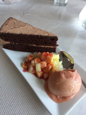 Vegan cake and ice cream at Rauda Husid in Eyrarbakki
