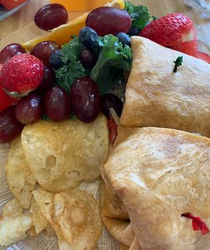 Chipotle Black Bean Burger (w/vegan cheese!)  at Green Cuisine Restaurant in Stone Harbor