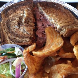 vegan reuben with fries at True BBQ and Whiskey Bar in Munster