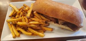 Shaved BBQ Seitan w/fries at True BBQ and Whiskey Bar in Munster