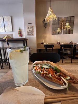 Lemonade and banh mi tofu  at Be Banh Mi - Es Vietnam in Madrid