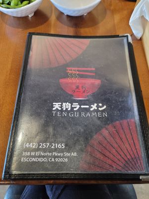 Menu at Tengu Ramen in Escondido