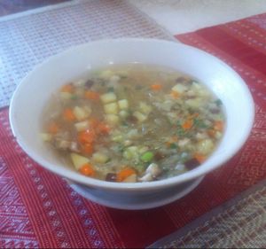 Rice noodle soup (20,000 kip) at Visoun in Luang Prabang