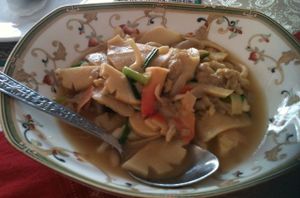 Sautee bamboo sprout with mushroom for 25000 k at Visoun in Luang Prabang