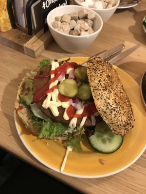 Vegan Bagel Burger  at Bagels & Beans - Keizersgracht in Amsterdam