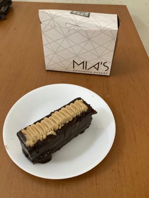 Chocolate peanut butter, plated at home at Mia's Brooklyn Bakery in New York City