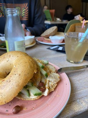 Vegan Thai “chicken” bagel  at Bagels & Beans - Ruyschstraat in Amsterdam