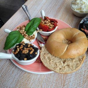 my Tuscan bagel! at Bagels & Beans - Van Baerlestraat in Amsterdam