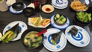 Vegan option spread at Kura Revolving Sushi Bar in Glendale
