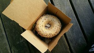 bagel with ";chicken"; bites  at Bagels & Beans - Waterlooplein in Amsterdam