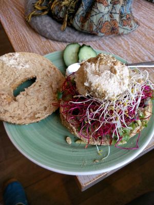 Hummus Bagel at Bagels & Beans - Waterlooplein in Amsterdam