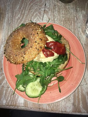 Humus Bagel  at Bagels & Beans - Waterlooplein in Amsterdam