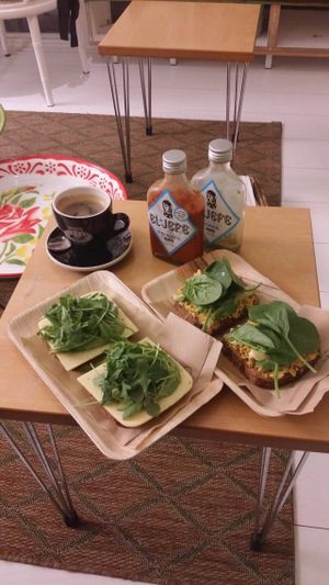Toasts with cheese or tofu avocado and greens. at Vegabond - Leliegracht in Amsterdam