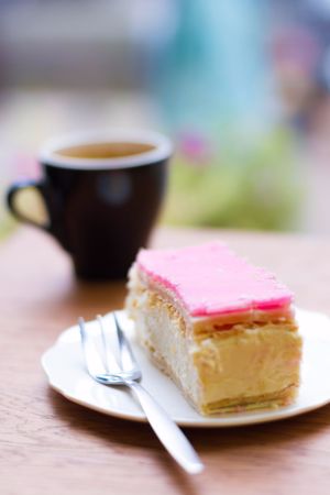 Tompouce, made fresh by Nono Cakes. This is a typical Dutch dessert, and Vegabond has got a vegan version of it! at Vegabond - Leliegracht in Amsterdam