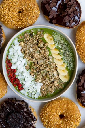 Green smoothiebowl at Vegabond at Vegabond - Leliegracht in Amsterdam