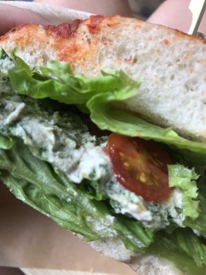 super yum close up of the 'ricotta' in the focaccia  at Vegabond - Leliegracht in Amsterdam