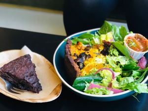 Pumpkin Quiche & Chocolate Brownie   at Vegabond - Leliegracht in Amsterdam