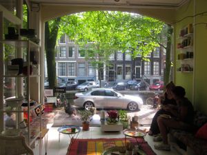 Seating area inside Vegabond Cafe at Vegabond - Leliegracht in Amsterdam