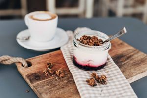 Yoghurt with berries and homemade, gf granola at Gartnerei in Bern