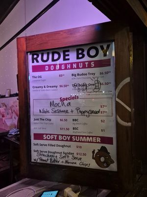 Menu Jan 2026 at Rude Boy in Sydney