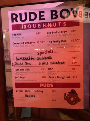 Menu as of 05/06/2026  at Rude Boy in Sydney