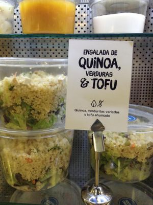 Beautiful quinoa and tofu salads to go at OBBIO Barcelona. at OBBIO Food in Barcelona