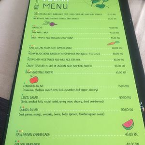 The menu, if you still decide to try it out at Vita Health Food Bar in Hvar