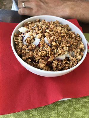 Açaí bowl - goji berries and coconut under there! at Vita Health Food Bar in Hvar