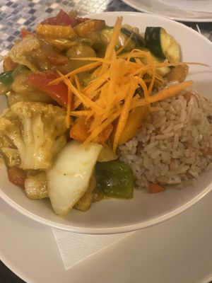 Hearty veg curry  at The Heights Hotel Crag Bar in Keswick