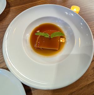 Vegan flan at The Laughing Monk in San Francisco